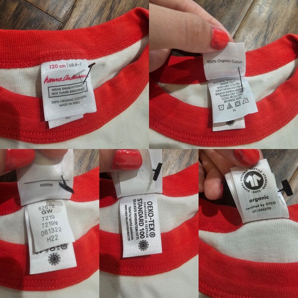 hanna andersson pajamas Size 6/7 Unisex Falalala Christmas Striped 2pc - Picture 8 of 8